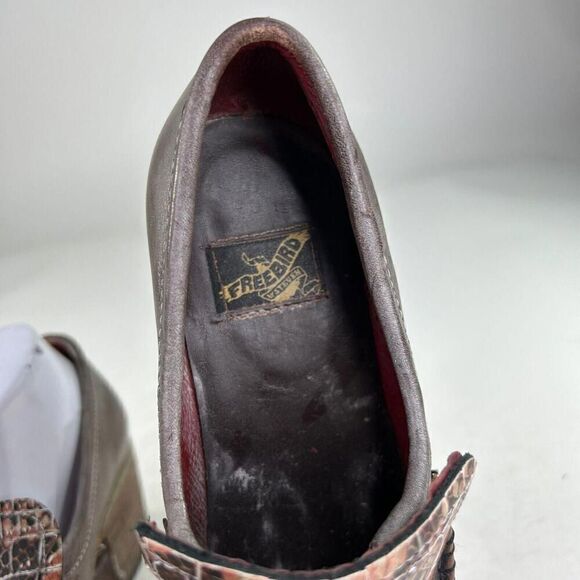 Freebird By Steven Bristol Brown Snakeskin Chunky Bootie US 8 Wester Boho Heel - Picture 9 of 10